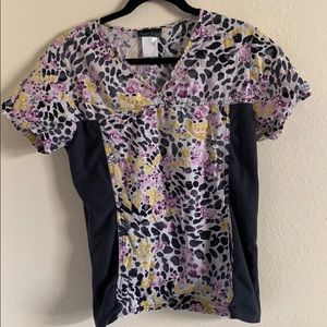 Cherokee Purple, Yellow,and Gray Scrub Top